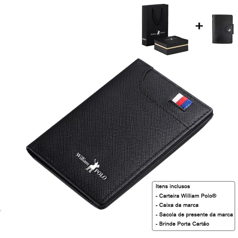 CARTEIRA SLIM WILLIAM POLO ORIGINAL EM COURO LEGÍTIMO - Outlet De Todos
